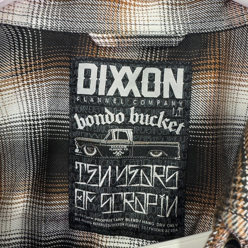 Dixxon Shirt Mens Large Tall Brown Plaid Flannel Long Sleeve Button Bondo Bucket - Picture 5 of 6